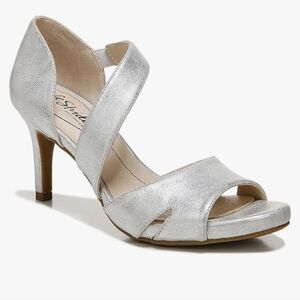 Lifestride mega dress sandal heel silver 9.5 wide